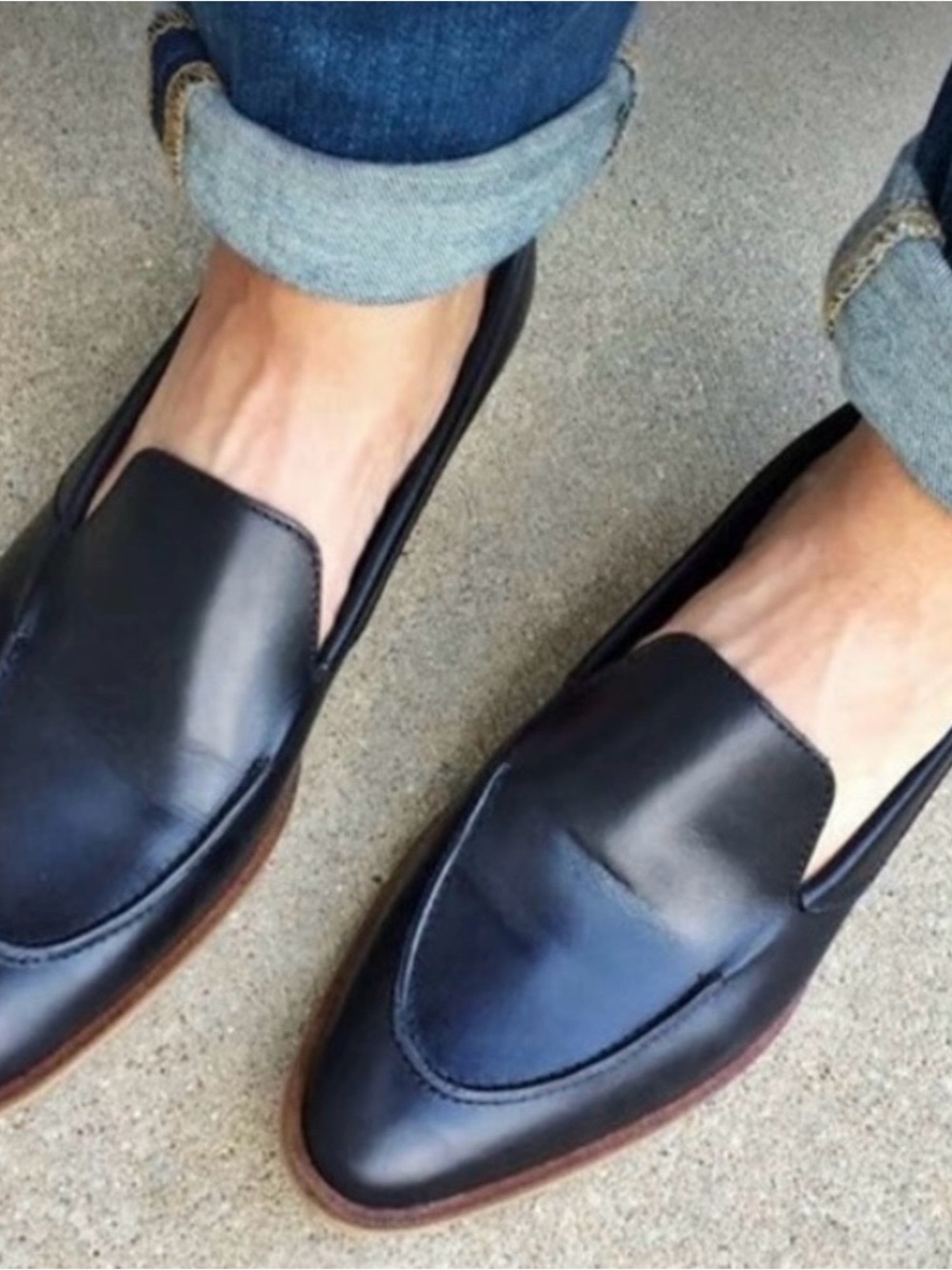 Everlane 7.5 The Modern Loafer Black Italian Leather preppy Flat Slip On